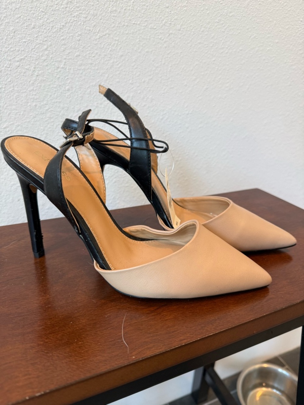 Express Beige Pointed-Toe Slingback Heels - Picture 2 of 3